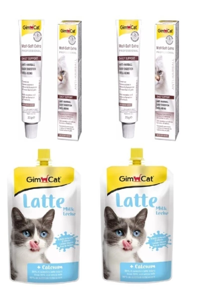 AntaStore Gimcat Malt Soft 20 Gr 2 Adet - Gimcat Milk Latte Kedi Sütü 200 Ml 2 Adet