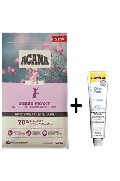 Acana First Feast Kitten Yavru Kedi Maması 1,8 kg + Gimcat Kitten Paste 50 gr