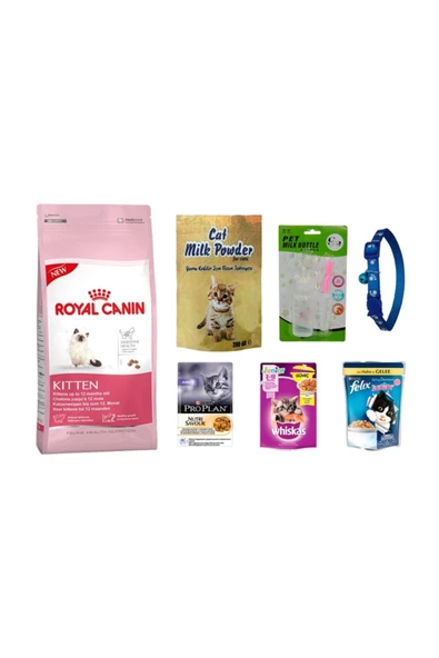 Royal Canin Kitten Yavru Kedi Maması 2 Kg Seti ( Süt Tozu , Biberon Seti , Tasma , Yaş Mama)