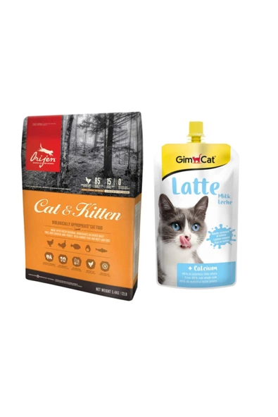 Orijen Cat & Kıtten Yetişkin Ve Yavru Kedi Maması 1,8 Kg + Gimcat Milk Latte Calcium Sıvı Kedi Sütü 200 Ml