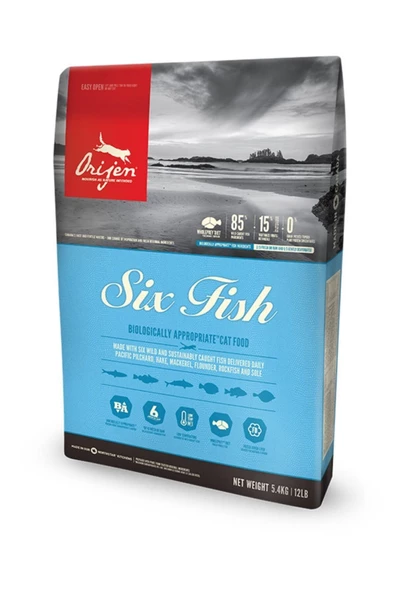 Orijen Six Fish Tahılsız Balıklı Yavru Ve Yetişkin Kedi Maması 5,4 Kg