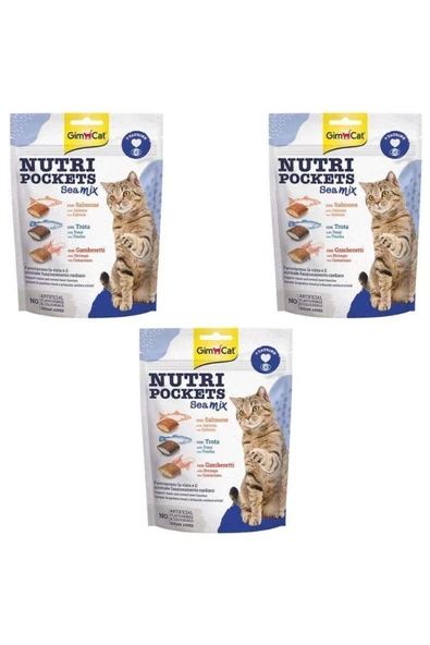 Gimcat Nutripockets Sea Mix Deniz Mahsüllü Kedi Ödülü 150 Gr X 3 Adet