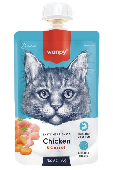 Wanpy Tasty Meat Paste Taze Tavuklu Havuçlu Kedi Et Ezmesi Sıvı Ödül Maması 90 gr 1 Adet