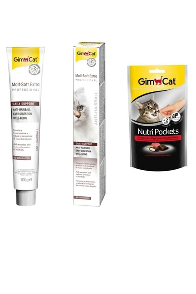 Gimcat Kedı Malt Soft Extra 100gr + Nutripockets Kedi Ödülü Biftek Malt