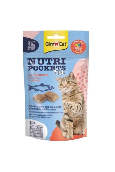 Gimcat Nutri Pockets Somon Balıklı Kedi Ödül Maması 60 Gr