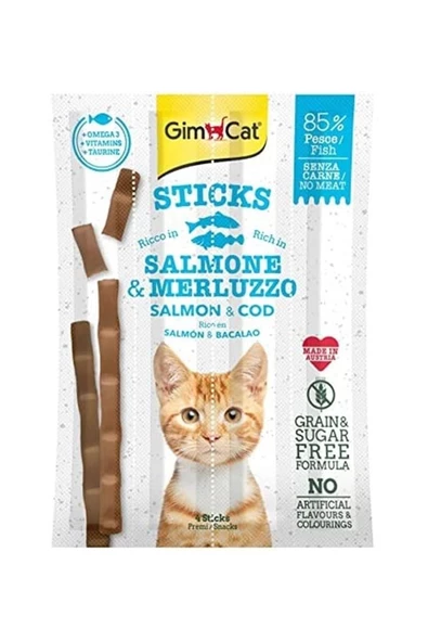 Gimcat Sticks Somon  Atlantik Morina Tahılsız Ödül Çubukları 4'lü 20gr