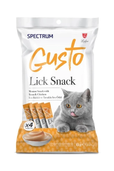 Spectrum Gusto Lick Snack Ton Balığı ve Tavuklu Sıvı Kedi Ödülü 4x15gr