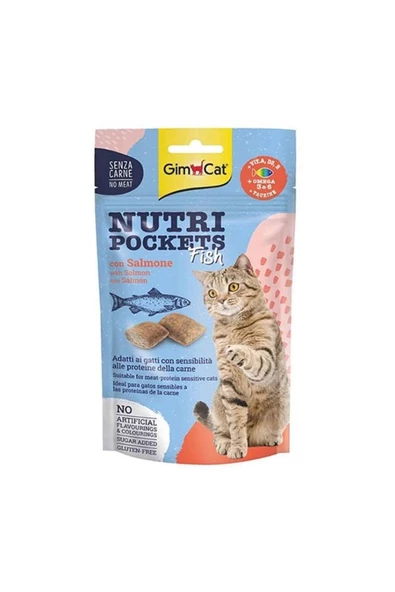 Gimcat Nutri Pockets Somon Balıklı Kedi Ödül Maması 60 Gr - Tazemama Express