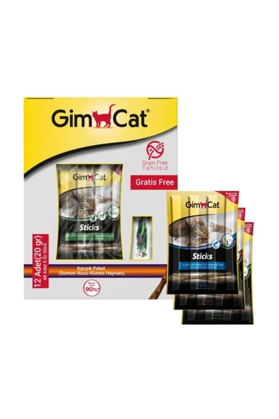 Gimcat Sticks Tahılsız Karışık Kedi Ödülü 12x20 gr