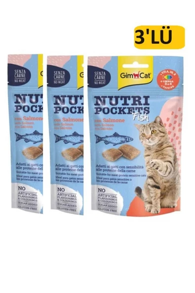 Gimcat GİMCAT KEDİ ÖDÜL TABLETİ NUTRİPOCKETS SOMONLU BALIK 60 GR -3'LÜ-