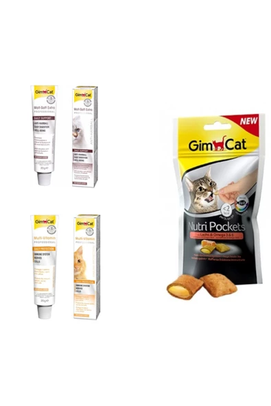 Gimcat Multi Vitamin 20gr Paste + Anti-hairball Malt 20gr Paste Kedi Macunları