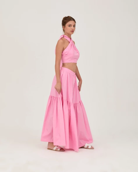 Boyundan Bağlamalı Bluz Pembe - 3