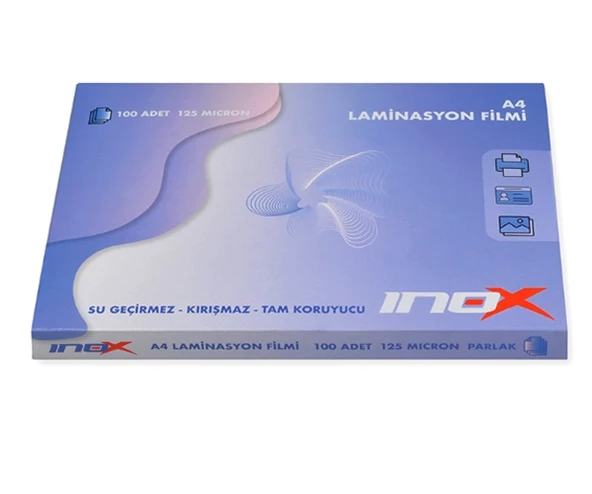 İnox Laminasyon Film A4 125Mic 100Lü