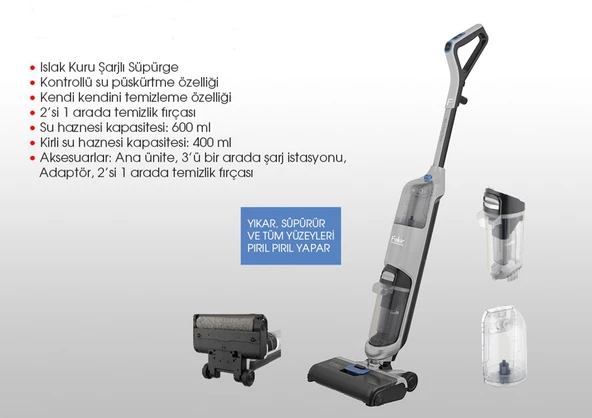 Fakir Wd 4 Pure Clean Islak Kuru Dikey Şarjlı Süpürge Mop - 2