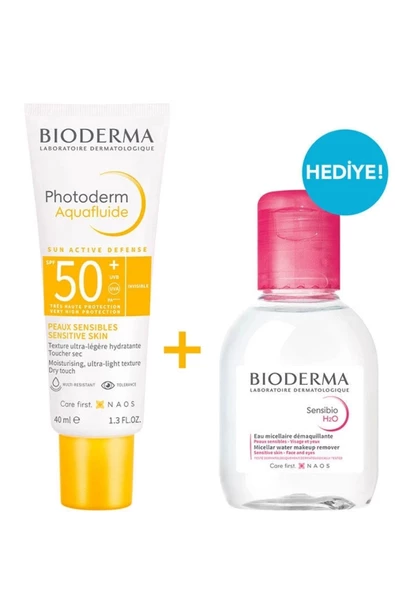 Bioderma Photoderm Aquafluid SPF50+ 40 ml Sensibio H20 100 ml Hediye