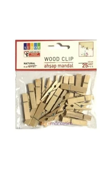 Ahşap Mandal Büyük 3,5 Cm 20 Li Naturel --bs129