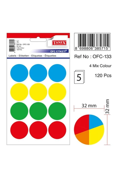 Ofc-133 5 Li Mix Color Ofis Etiketi