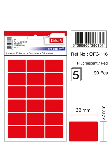 Ofc-116 Flo Kırmızı Ofis Etiketi