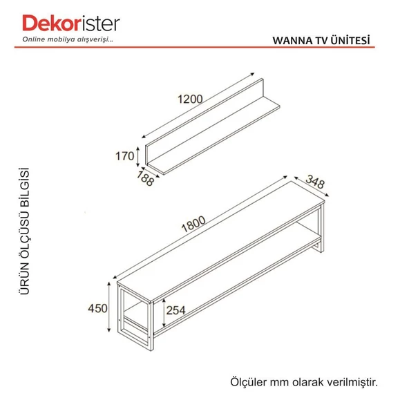 Dekorister Exclusive Wanna Metal Tv Ünitesi Patik - Resim 8