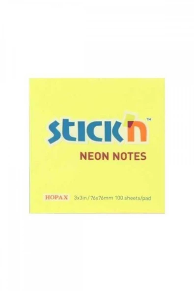 Stickn Neon Sarı 76x76 100 Yaprak Not Kağıdı