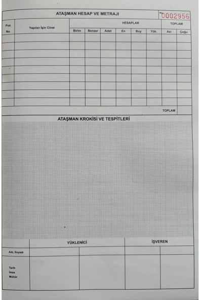 Ataşman Defteri Otokopili Numaralı