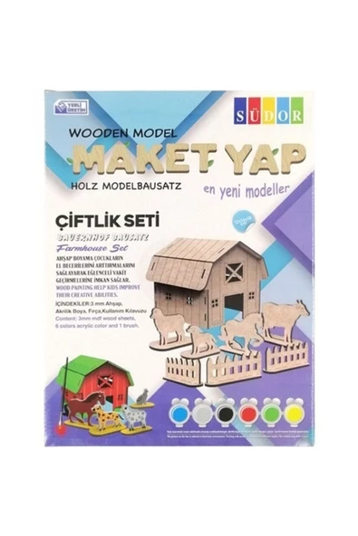 Südor Ahşap Maket Çiftlik Boyama Seti 12x14x18cm N:md2-06