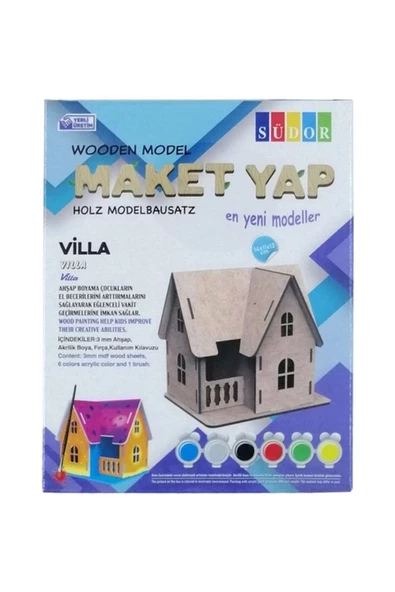 Südor Ahşap Maket Villa Boyama Seti 14x11x12cm N:md2-04