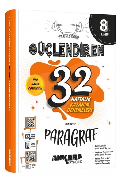 Ankara Yayıncılık 8. Sınıf Paragraf Güçlendiren 32 Haftalık Deneme