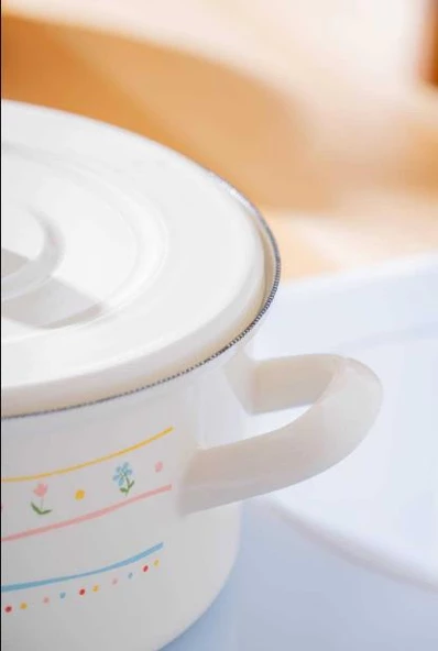 Acar XAP-07705 Made With Love Düz Kısa Tırtıklı Emaye Tencere 20 cm - 3