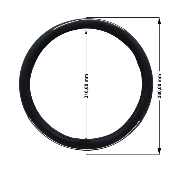 Oto Geçme Direksiyon Kılıfı Desenli Nikelaj Detaylı Suni Deri Gri Renk TEQ-015BK - 3