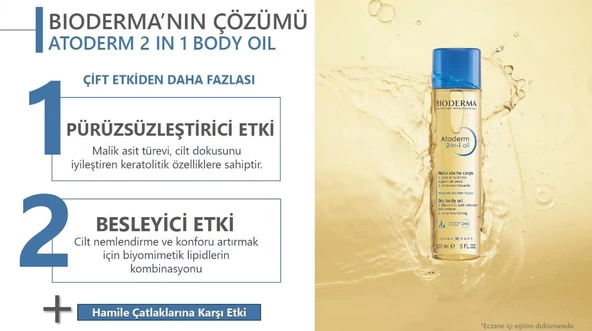 Bioderma Atoderm 2-in 1 Body Oil - Çatlak Önleyici Nemlendirici Bakım Yağı 150ml - Resim 6