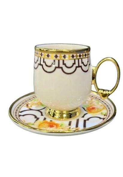 ROYKING SARI ÇİÇEKLİ 6 KİŞİLİK KAHVE FİNCAN TAKIMI ürün görseli