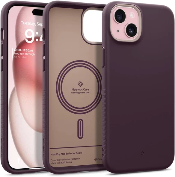 Caseology iPhone 15 Plus Kılıf Nano Pop Mag MagSafe özellikli Burgundy Bean - ACS06681