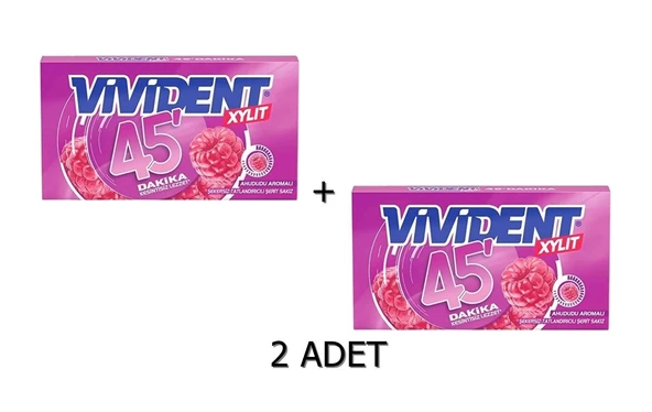 Vivident 45 Dakika Ahududu Aromalı Şekersiz-Tatlandırıcılı Şerit Sakız 26g (2 ADET) - 2