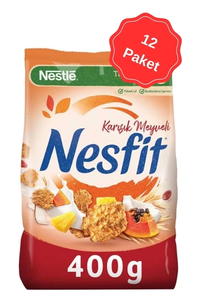 Nesfit Karışık Meyveli Gevrek 400G x 12 Adet