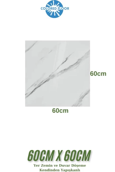 Renkli Duvarlar 1m2 3 Adet 60X60cm Floor Yapışkanlı Zemin ve Duvar Kaplama Paneli Arkası Kauçuklu Pvc WC Paneli 605 - Resim 5