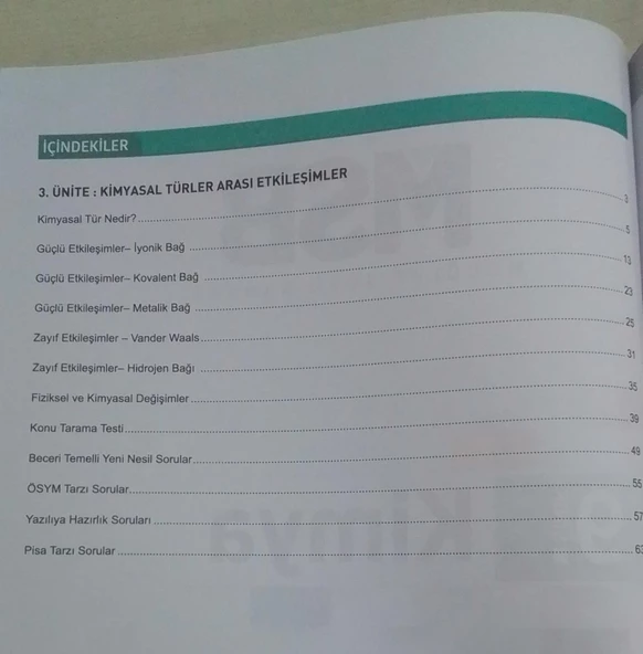 Eğitim Vadisi Yayınları 9. Sınıf Kimya Güncel MSB Modüler Soru Bankası - 3