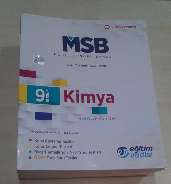 Eğitim Vadisi Yayınları 9. Sınıf Kimya Güncel MSB Modüler Soru Bankası