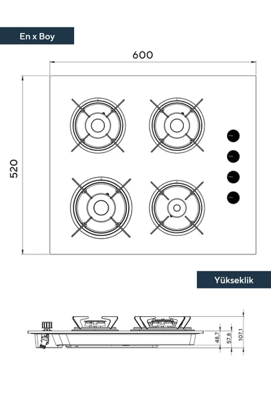 KUMTEL KO-40 TSHDF Set Üstü Ocak - Siyah - 3