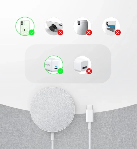 Anker Powerwave Select Plus Type-C Beyaz Kablosuz Şarj Cihazı-Outlet - 3