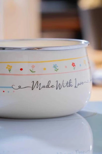 Acar Made With Love 14 cm Emaye Ahşap Saplı Bubble Sütlük Sosluk - 2