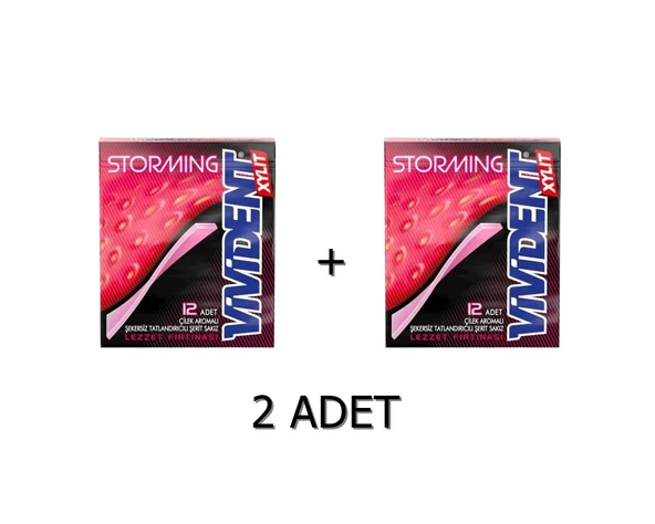 Vivident Storming Çilek Aromalı Şekersiz-Tatlandırıcılı Şerit Sakız 33g (2 ADET) - 2