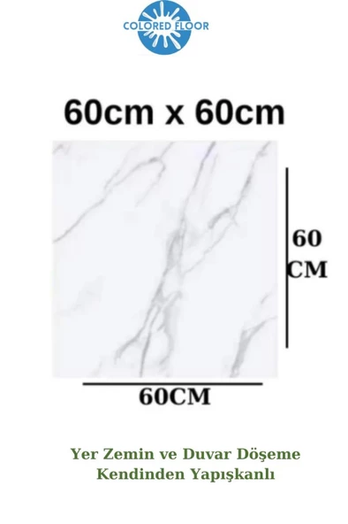 Renkli Duvarlar 1m2 3 Adet 60X60cm Floor Yapışkanlı Zemin ve Duvar Kaplama Paneli Arkası Kauçuklu Pvc WC Paneli 6216 - 6