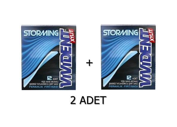 Vivident Storming Yeşil Nane Aromalı Şekersiz-Tatlandırıcılı Şerit Sakız 33g (2 ADET) - 2