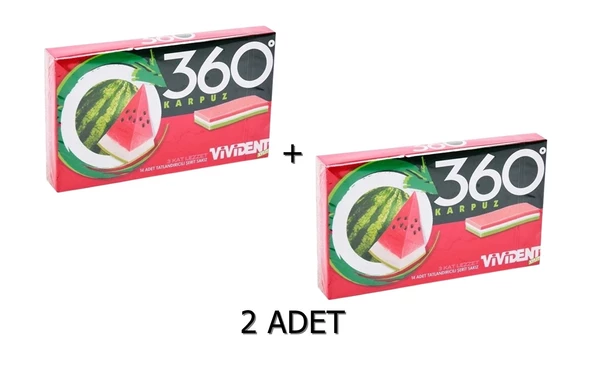 Vivident 360 Karpuz Aromalı Şekersiz-Tatlandırıcılı Şerit Sakız 33g (2 ADET) - 2