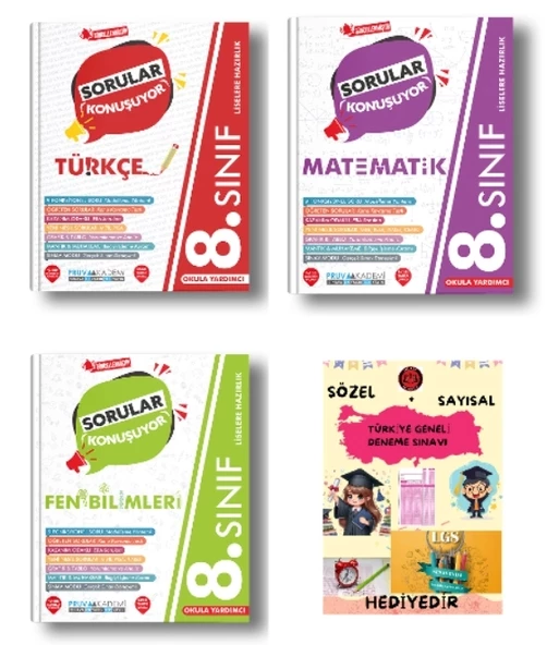 PRUVA AKADEMİ 8. SINIF SORULAR KONUŞUYOR TÜRKÇE + MATEMATİK + FEN BİLİMLERİ SORU BANKASI + HEDİYELİDİR