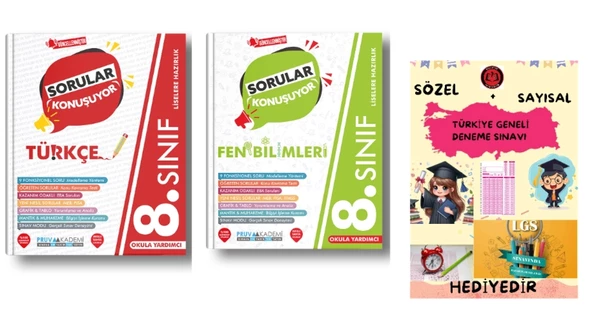 PRUVA AKADEMİ 8. SINIF SORULAR KONUŞUYOR TÜRKÇE + FEN BİLİMLERİ SORU BANKASI + HEDİYELİDİR ürün görseli