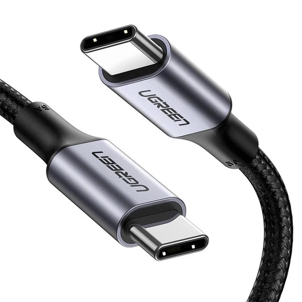 UGREEN USB-C 100W 5A QC PD ÖRGÜLÜ HIZLI ŞARJ KABLOSU 2 MT SİYAH 70429