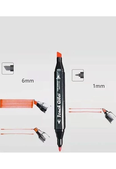 24 lü  Çift Tatraflı Marker Kalem Seti Resim Mimari Ve Grafik Tasarım Kalemi Yüksek Kalite - 6