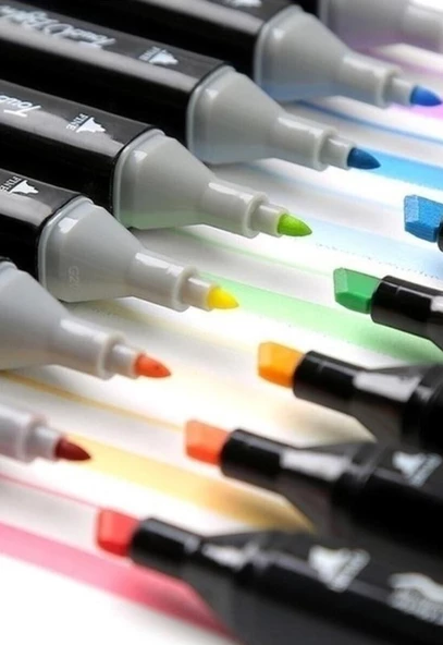 24 lü  Çift Tatraflı Marker Kalem Seti Resim Mimari Ve Grafik Tasarım Kalemi Yüksek Kalite - 4